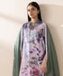 Unstitched Women's Embroidered Lawn Pink Three Piece Suit